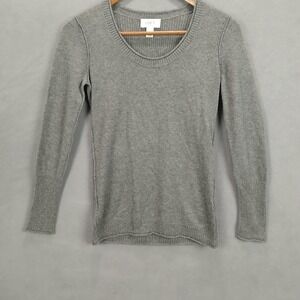 Ann Taylor Loft Sweater Womens XS Petite Gray Long‎ Sleeve Round Neck Pullover